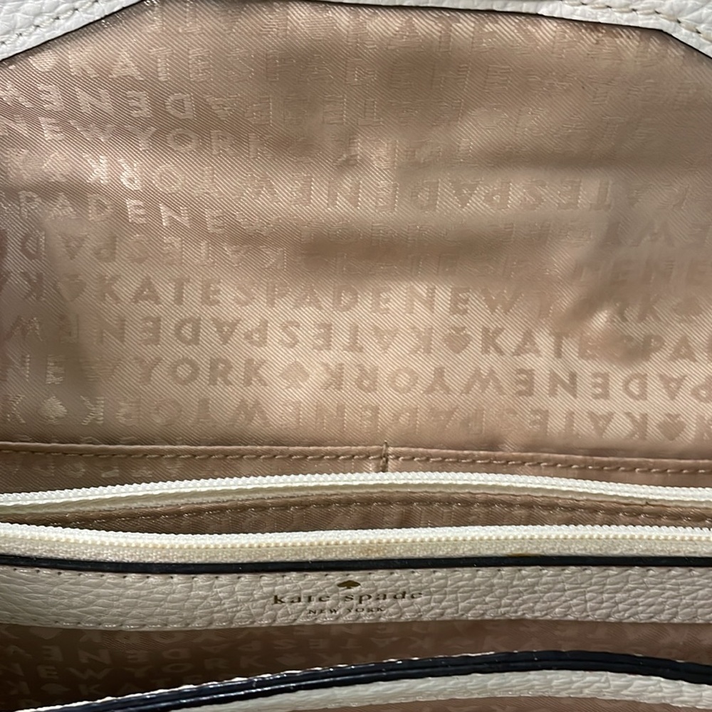 Kate Spade Leather & Crotchet Envelope Clutch Purse White & Tan - Picture 3 of 9